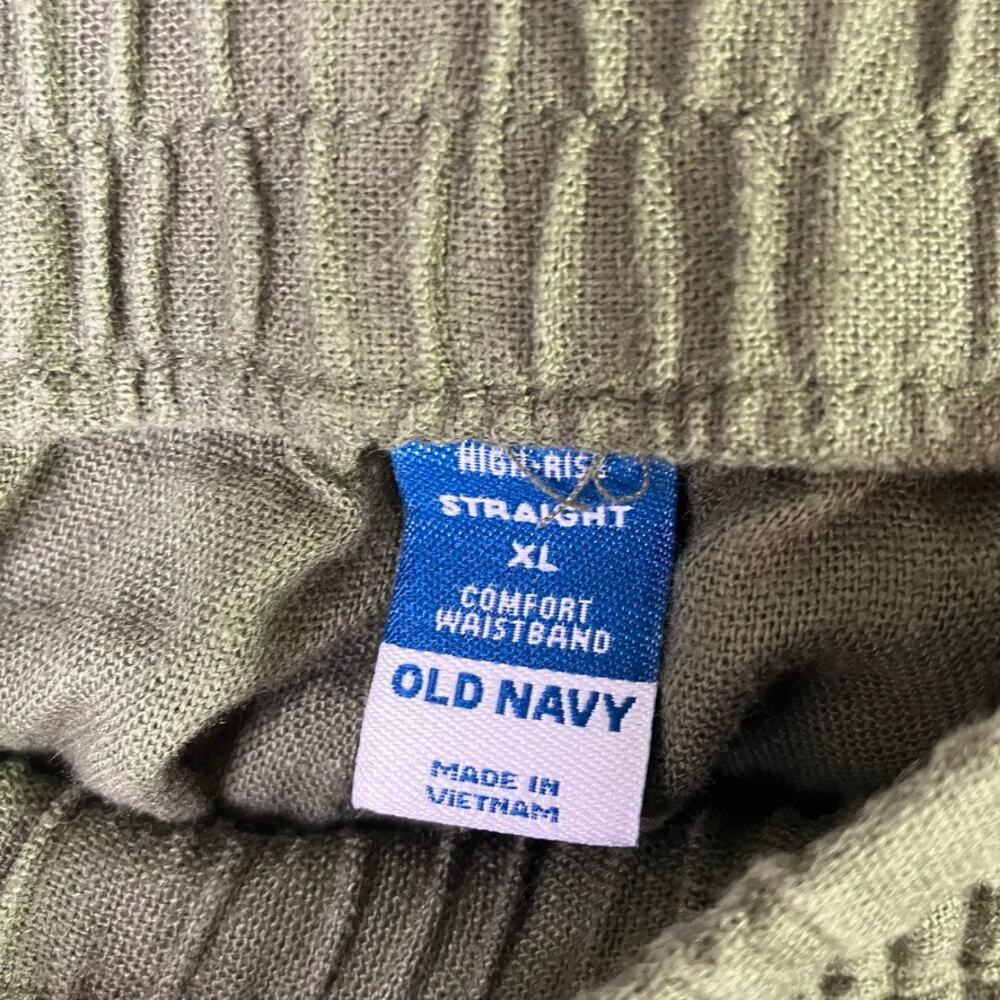 Old Navy Linen Boho High Rise Pants XL Army Green Lagenlook Coastal - Picture 4 of 8